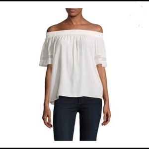 Ramy Brook smocked off-shoulder top.